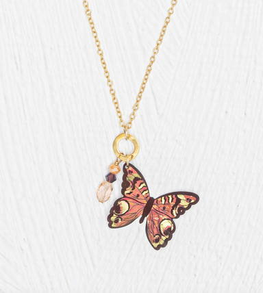 Holly Yashi Mariposa Butterfly Charm Pendant - Living Coral