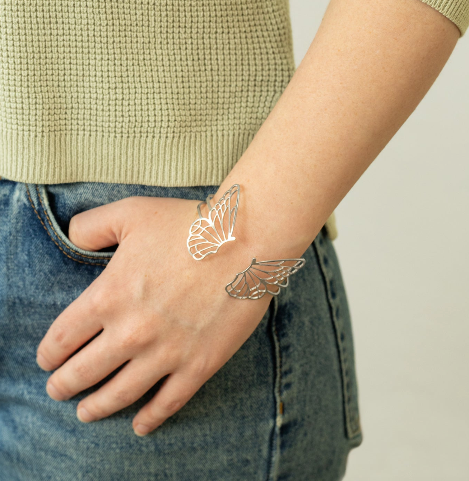 Holly Yashi Vanessa Butterfly Cuff Bracelet - Silver