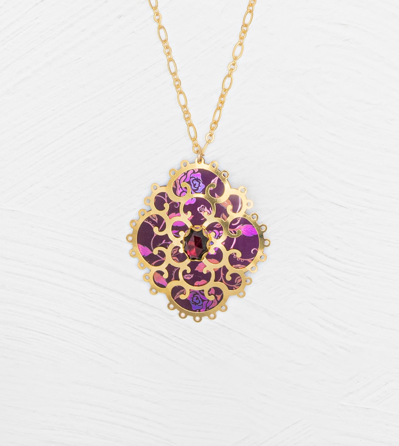 Holly Yashi Eternal Rose Pendant - Vintage Burgundy