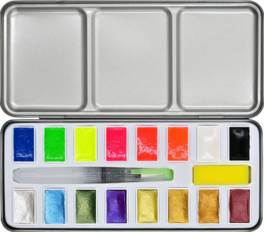 PTR Studio Series Metallic & Neon Watercolor Paint Set (Set of 18 Colors)