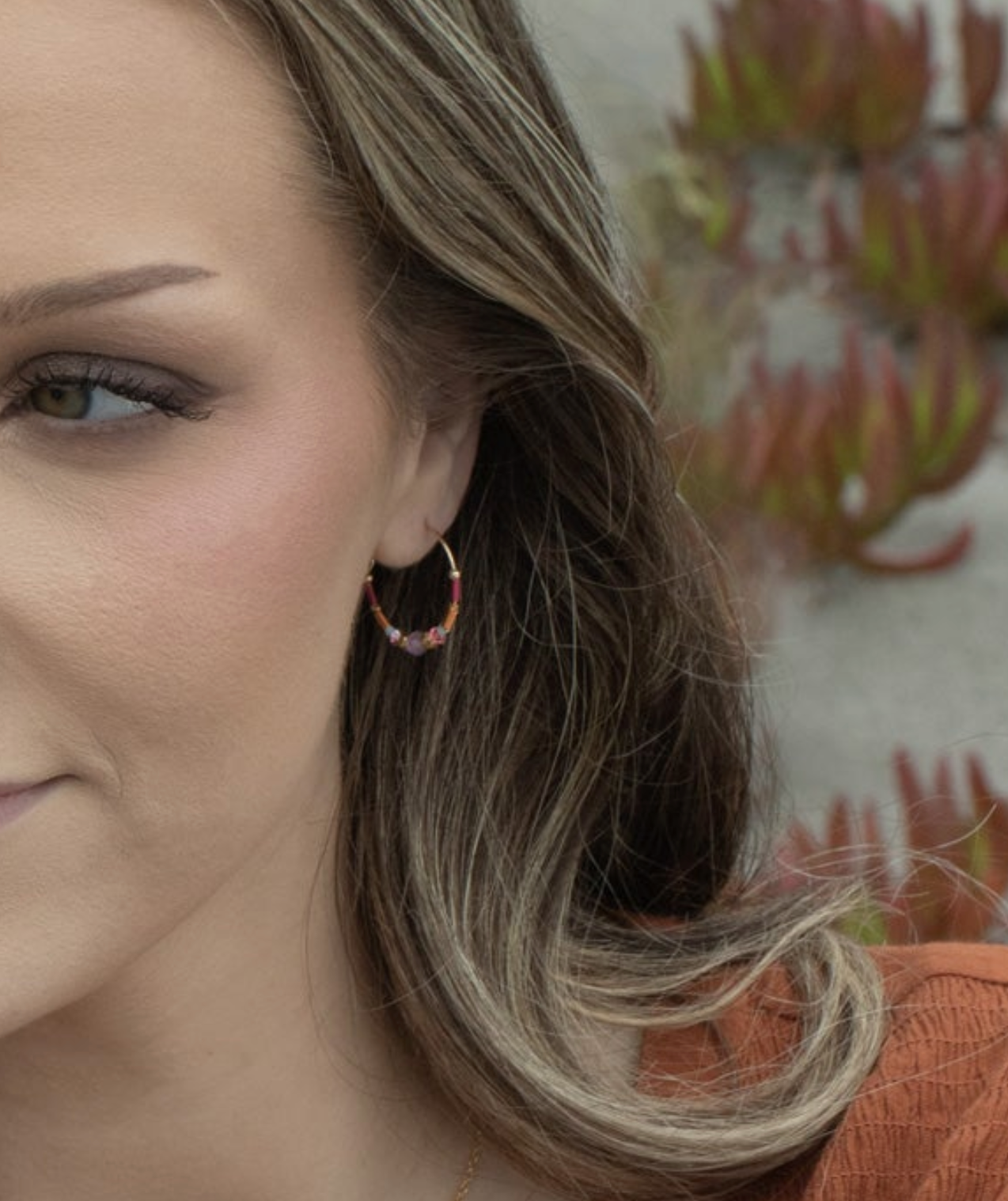 Holly Yashi Dakota Hoop Earrings - Desert Sunset