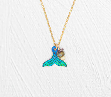 Holly Yashi Whale Tail Pendant Necklace - Teal Splash