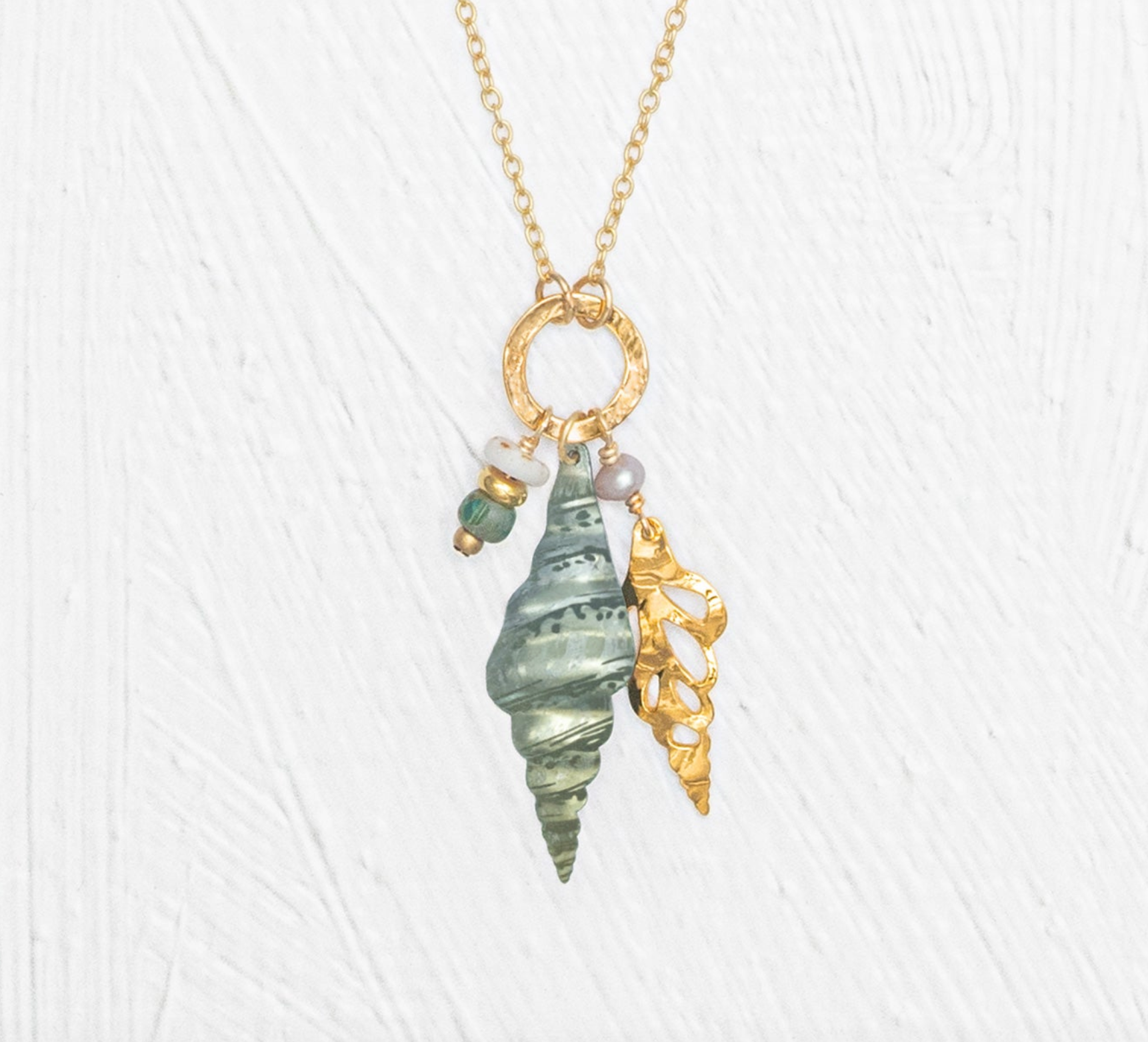 Holly Yashi Triton Pendant Necklace - Sage and Gold