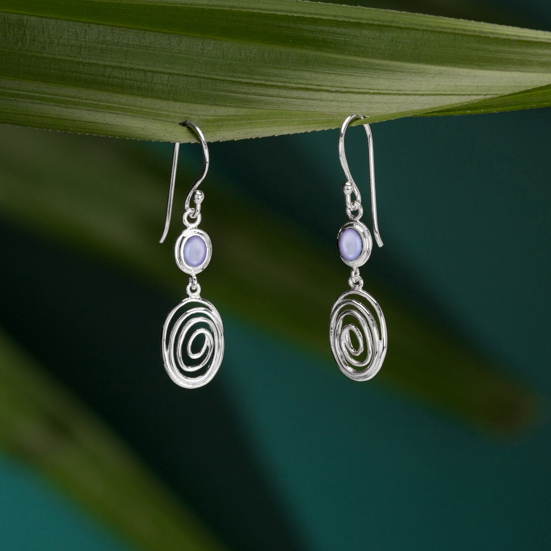 Boma Serene Spiral Earrings with Purple Mother of Pearl