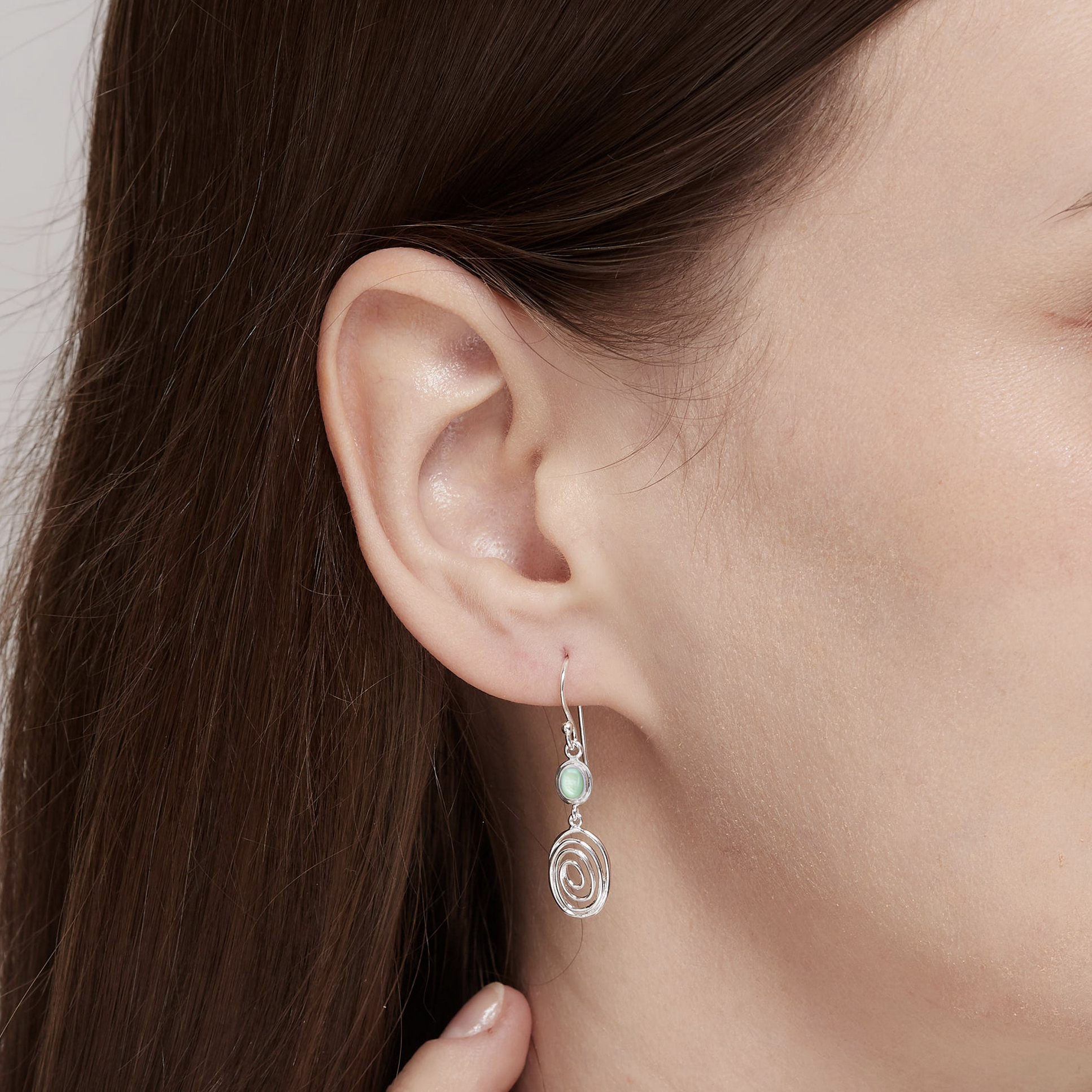 Boma Serene Spiral Earrings with Green Mother of Pearl