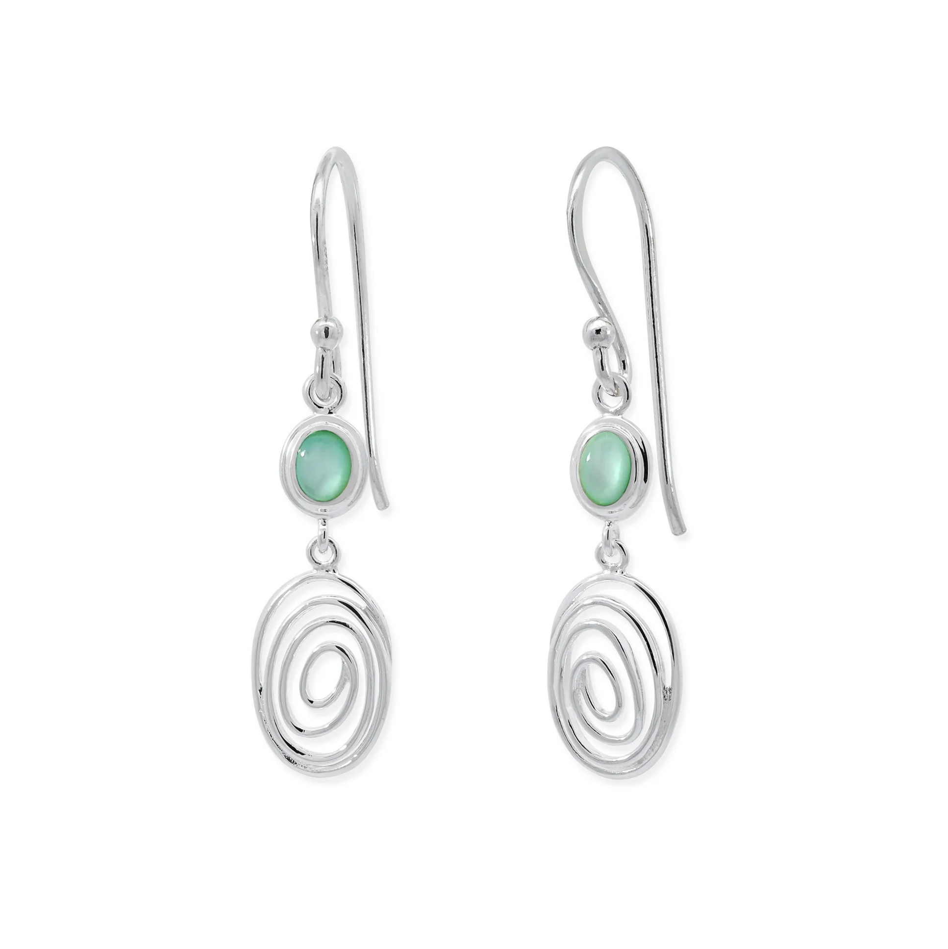 Boma Serene Spiral Earrings with Green Mother of Pearl