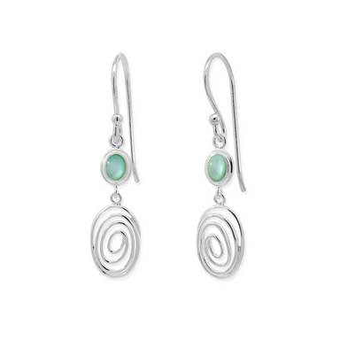 Boma Serene Spiral Earrings with Green Mother of Pearl