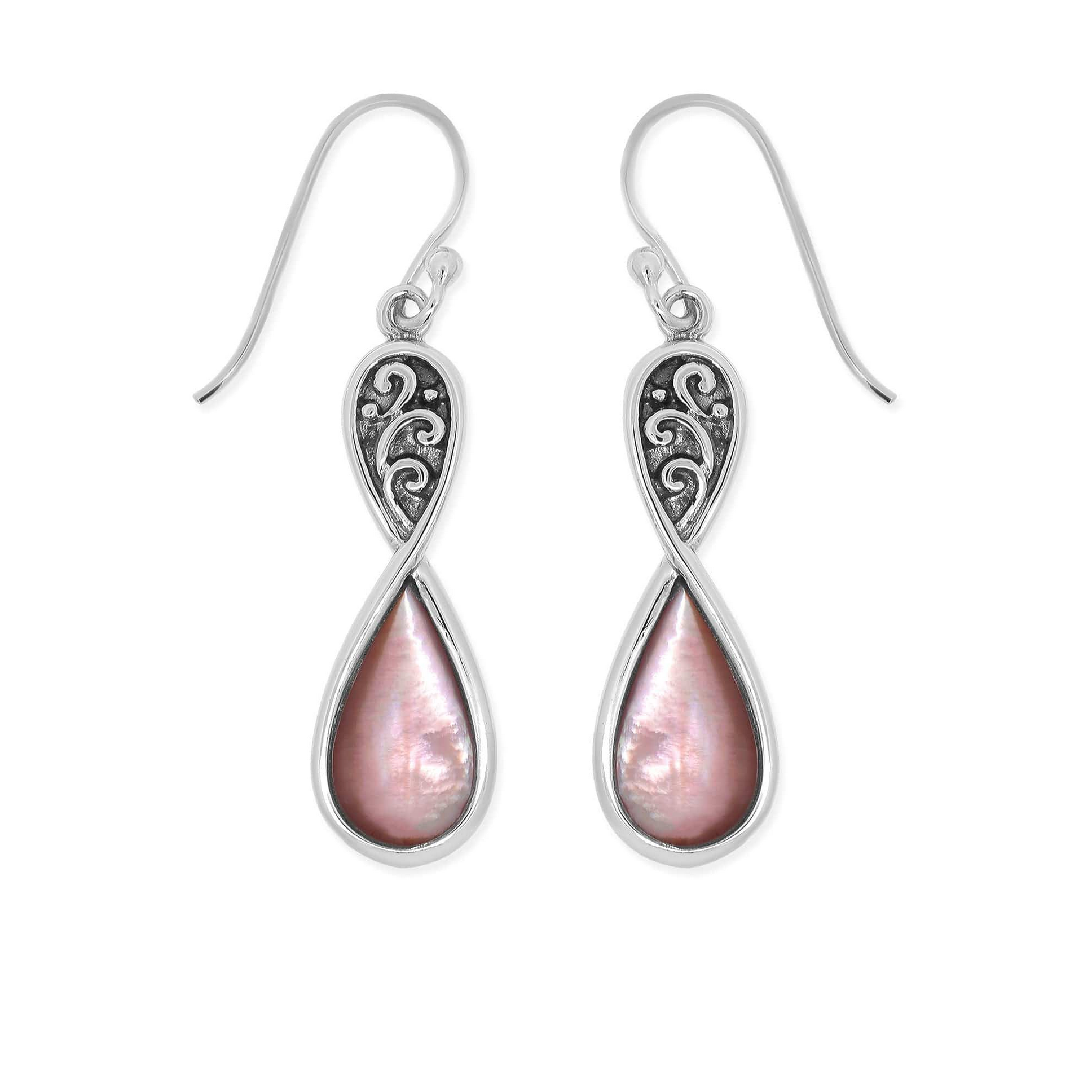 Boma Boho Teardrop Earrings with Pink Bronze Mother of Pearl