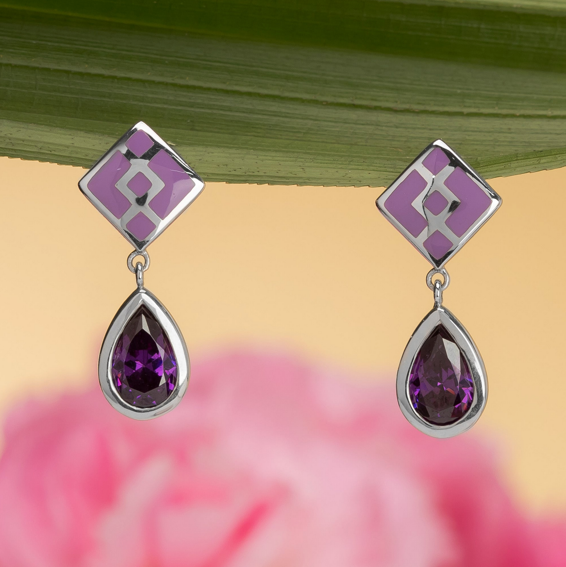 Boma Clare Geometric Teardrop - Amethyst