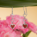 Boma Triple Heart Dangle Earrings - Red Coral