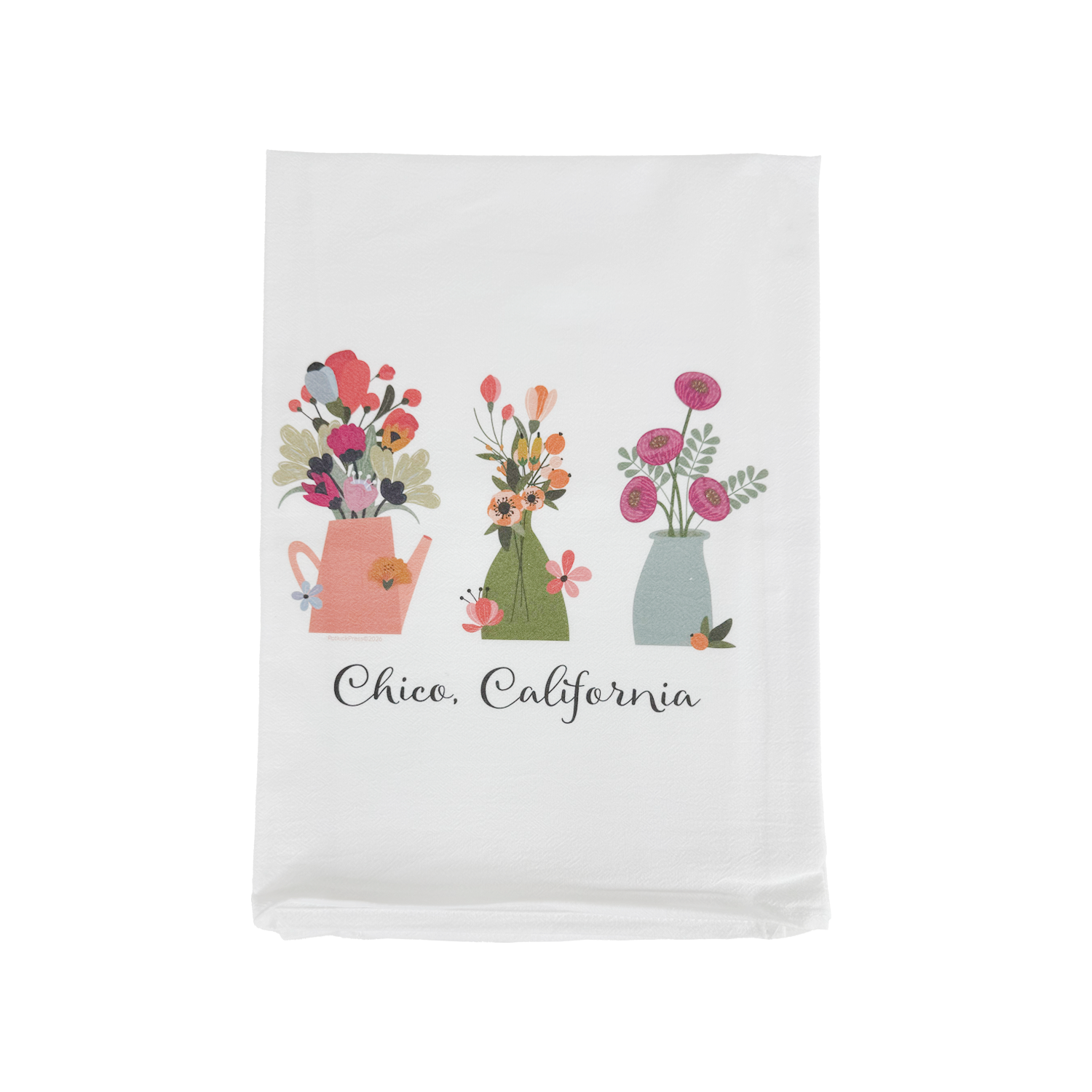 Chico, California Floral Bouquets Kitchen Towel