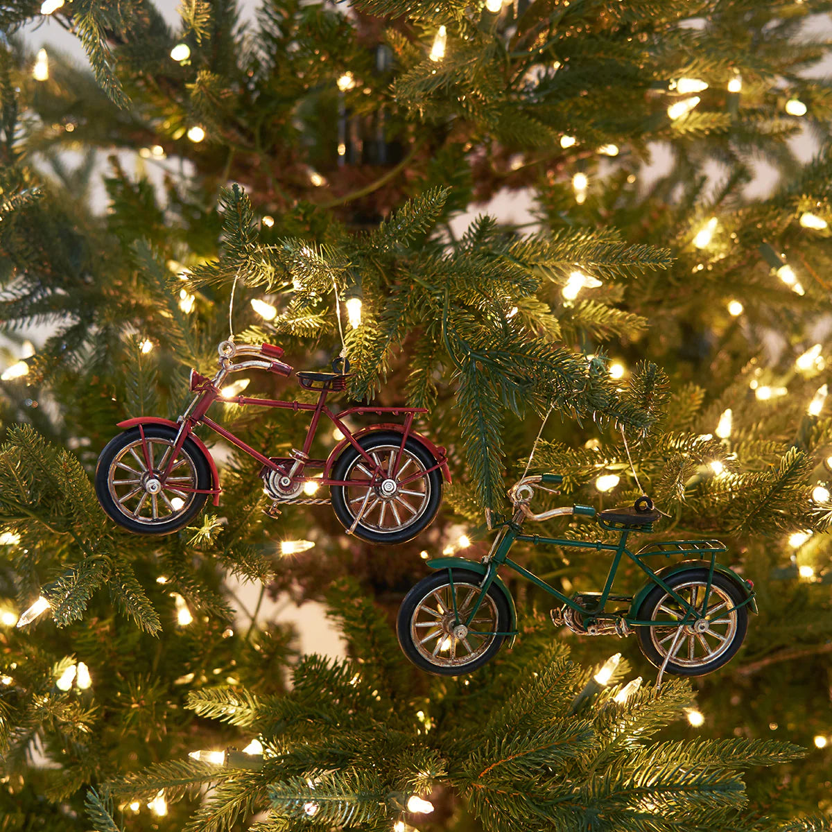 Metal Bike Ornament - (Single) Green or Red