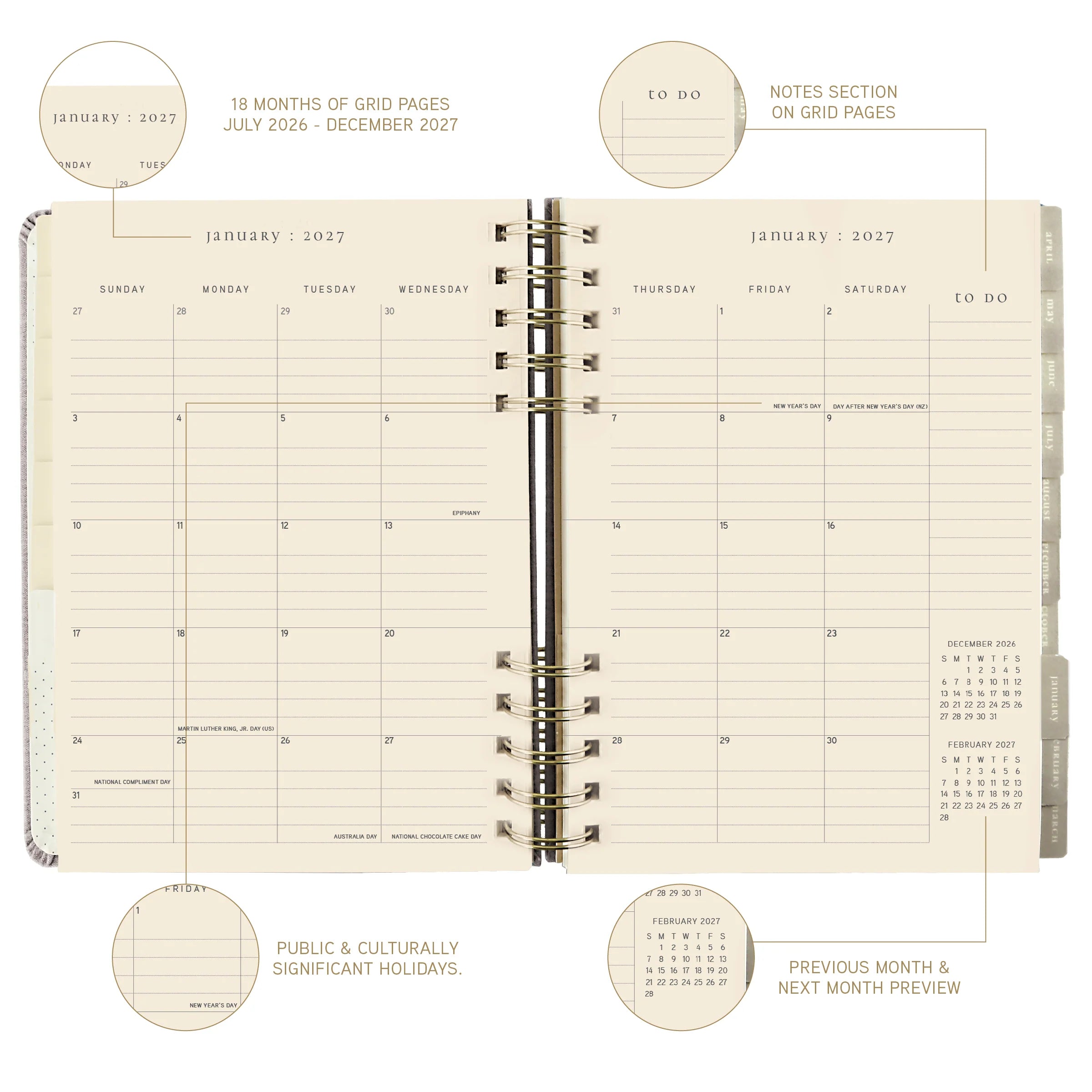 GRPH Blush 2027 Fabric-Bound Engagement Calendar