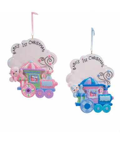 Baby's First Christmas Snowkid on Train Ornament (Single) - Specify Color