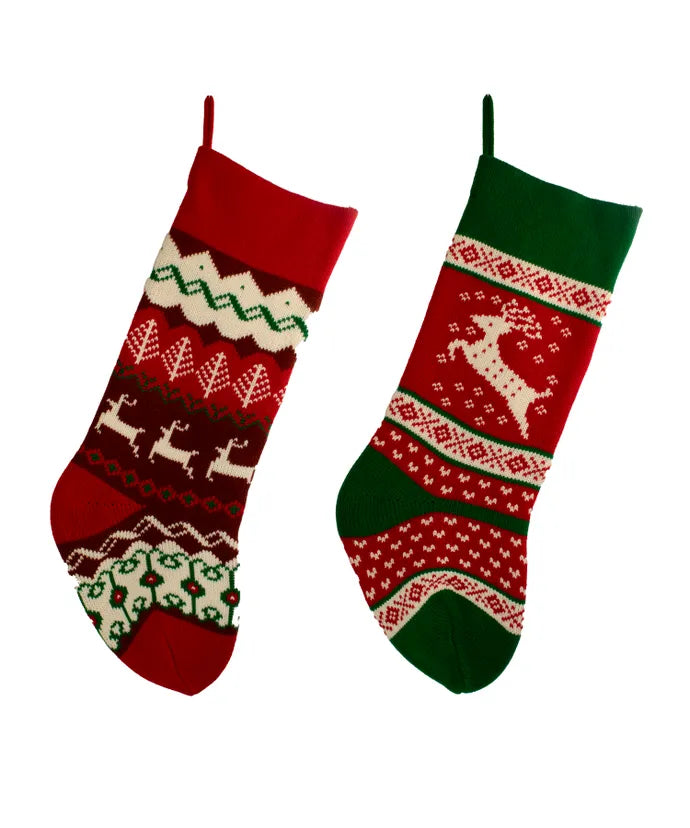 Knit Reindeer Stocking (Single) - Random Style