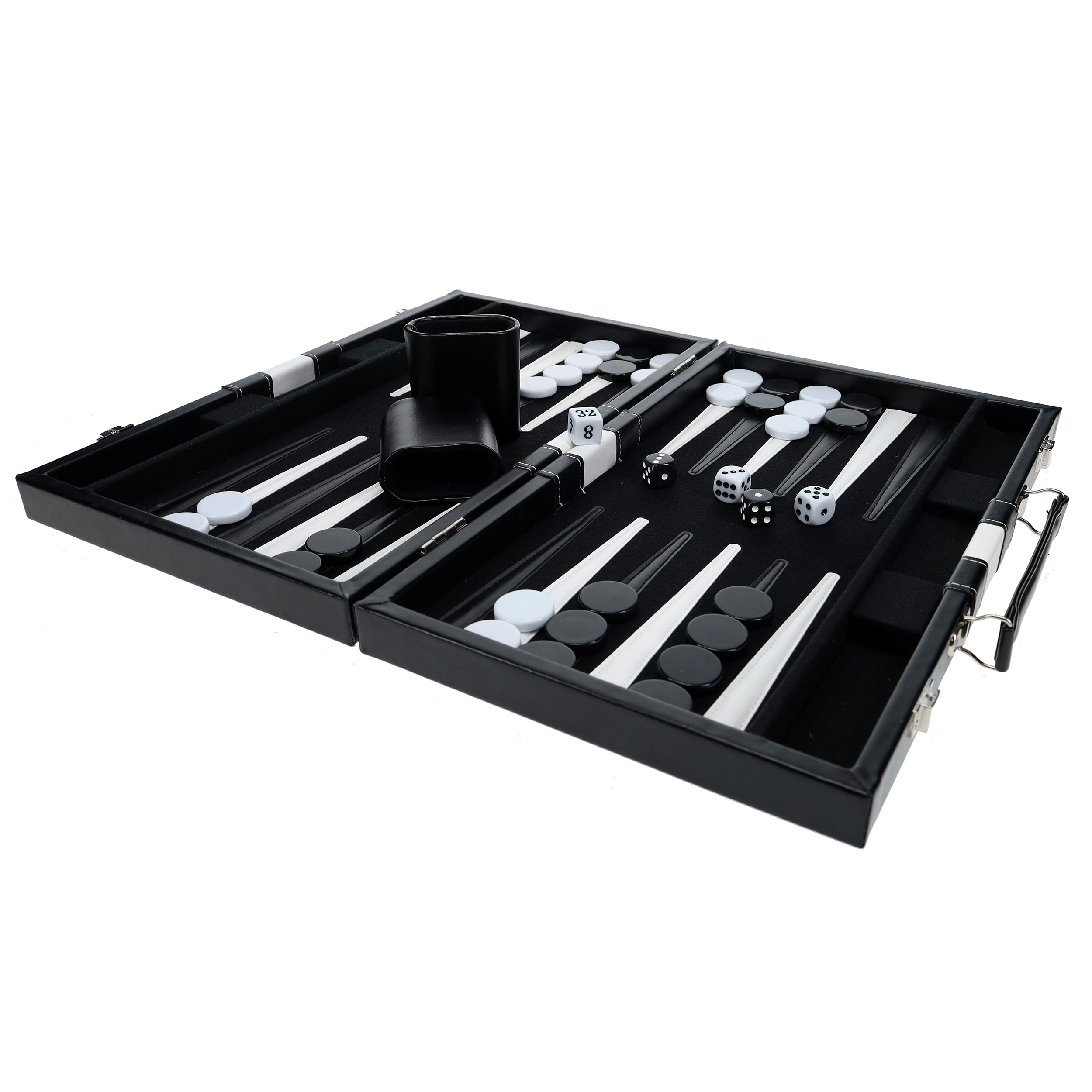 Black Stripe 15" Leatherette Backgammon Set
