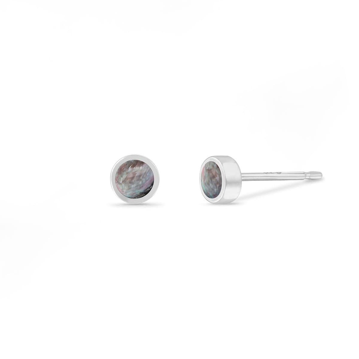 Boma Sterling Silver Round Black Mother of Pearl Post Earrings