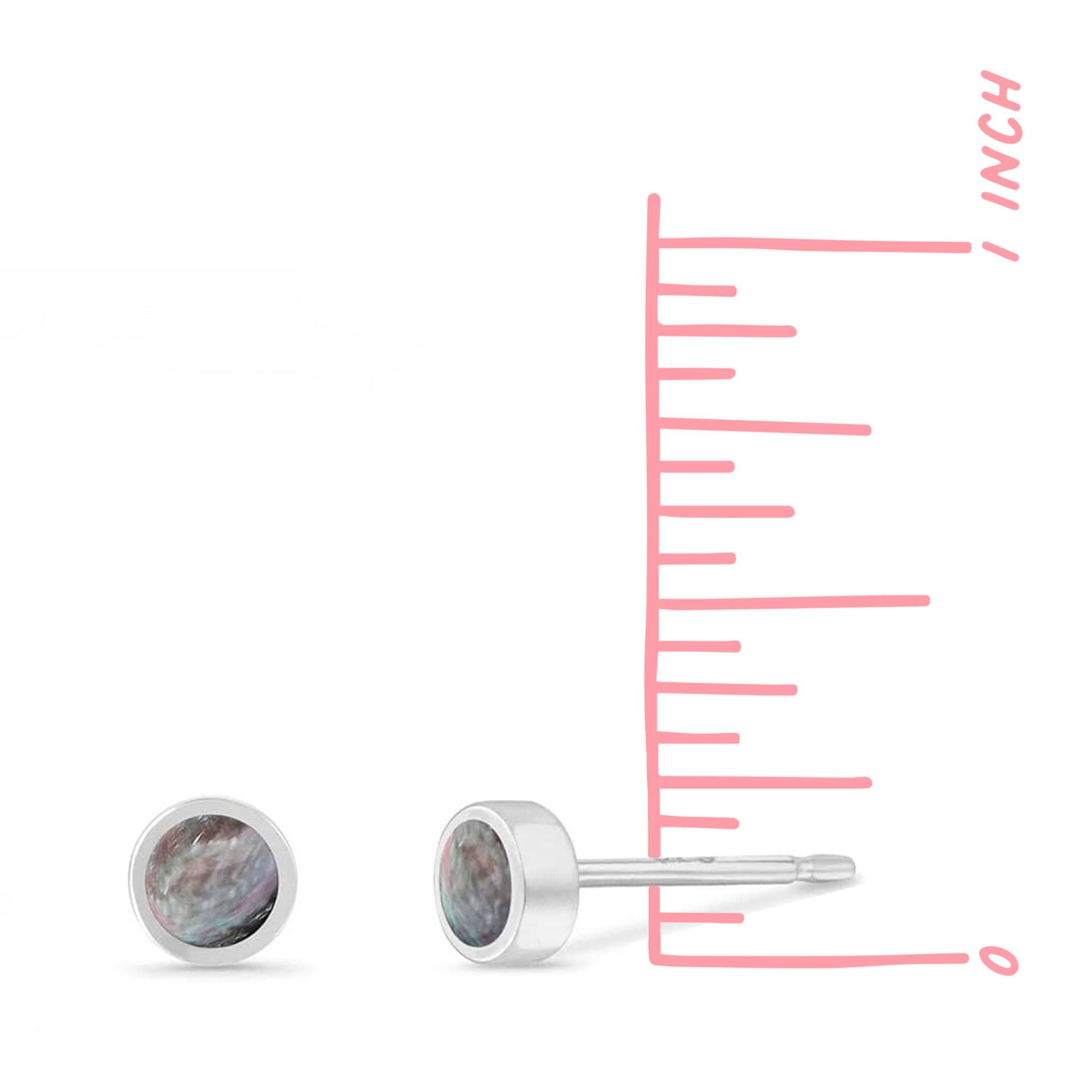 Boma Sterling Silver Round Black Mother of Pearl Post Earrings