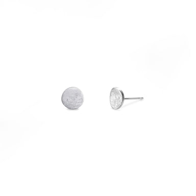 Boma Sterling Silver Round Curved with Iced Finish Stud Earrings