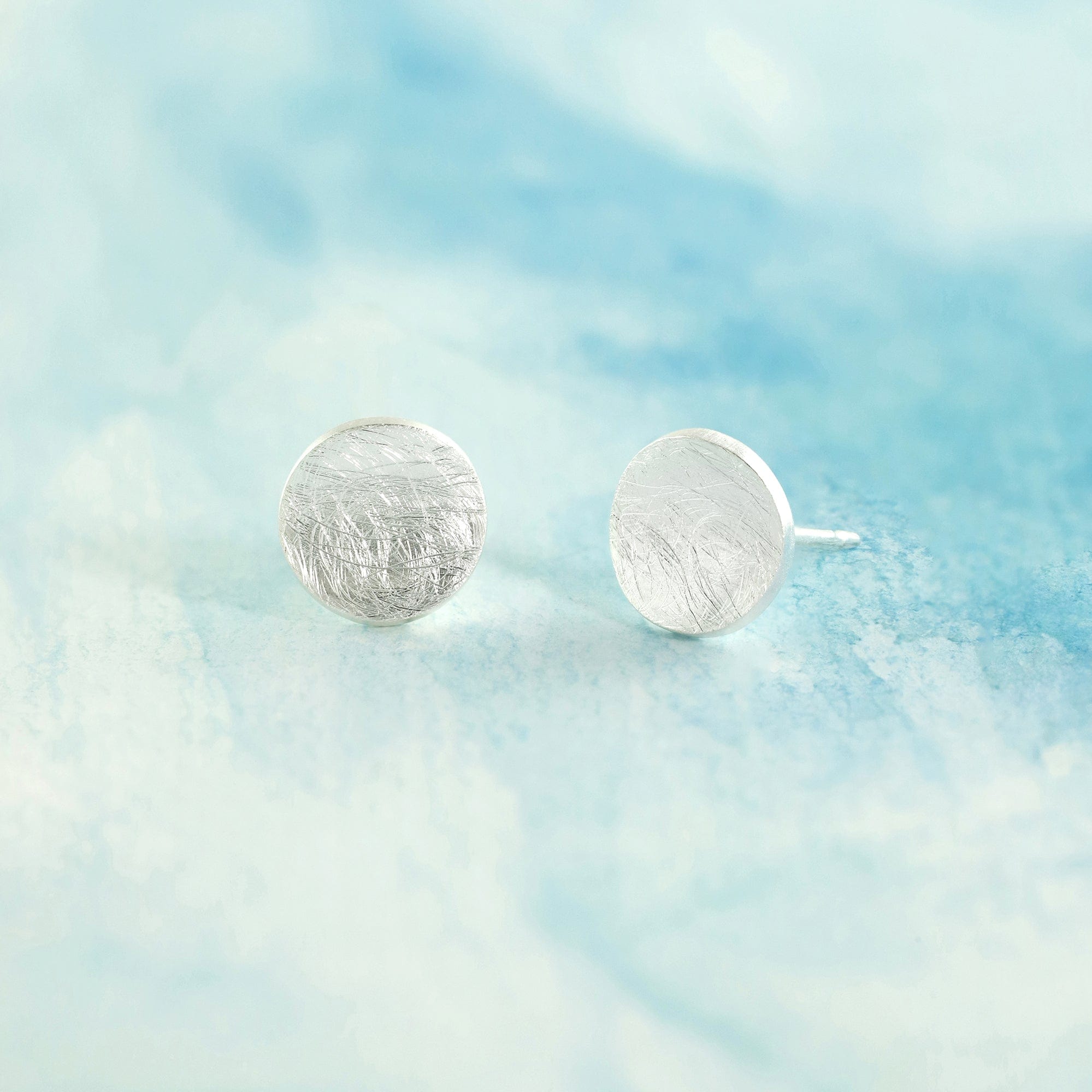 Boma Sterling Silver Round Curved with Iced Finish Stud Earrings