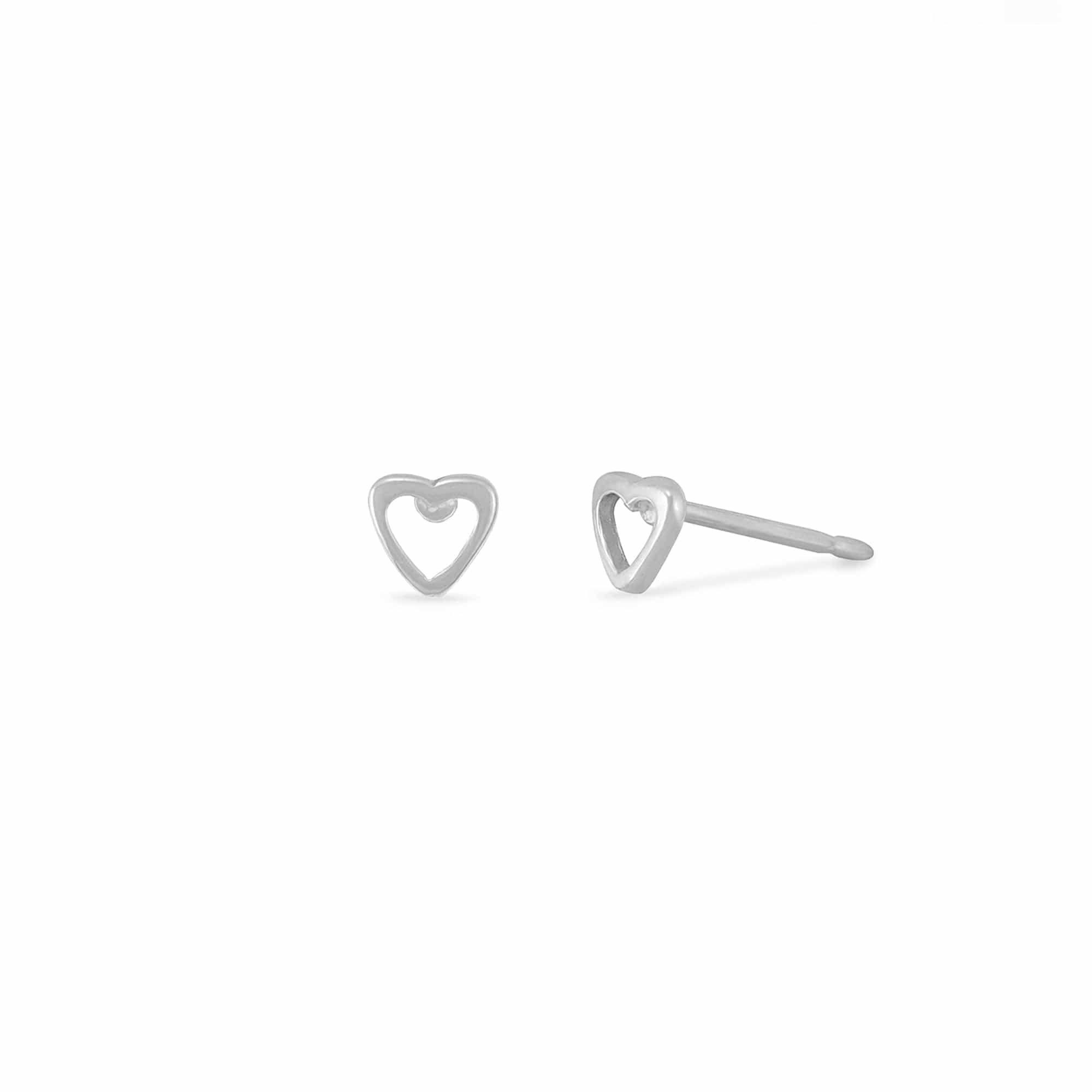 Boma Open Mini Heart Earrings - Silver