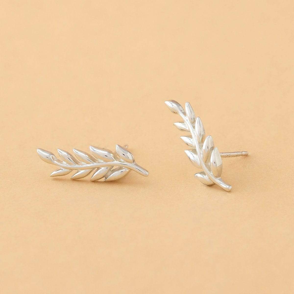 Boma Sterling Silver Leaf Ear Crawlers Post Earrings