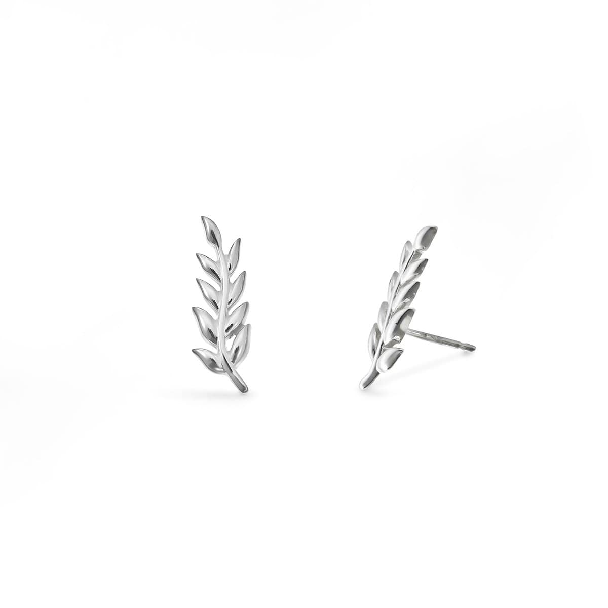 Boma Sterling Silver Leaf Ear Crawlers Post Earrings
