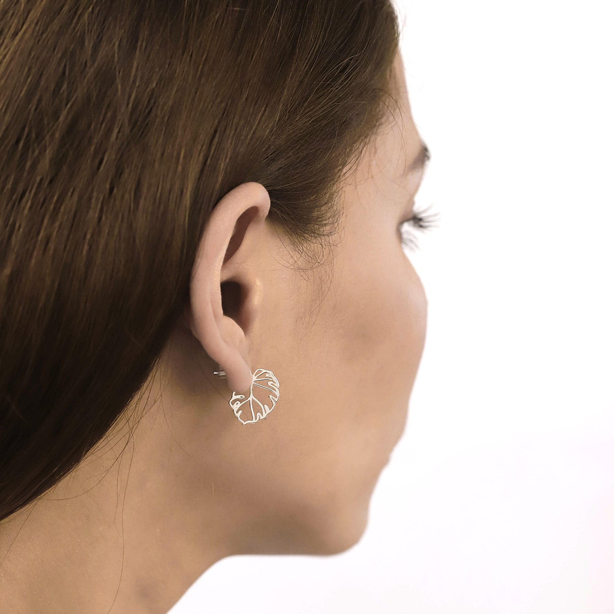 Boma Sterling Silver Monstera Leaf Post Earrings