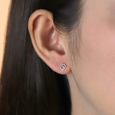 Boma Sterling Silver Post Earrings - Pawprint Open Outline    