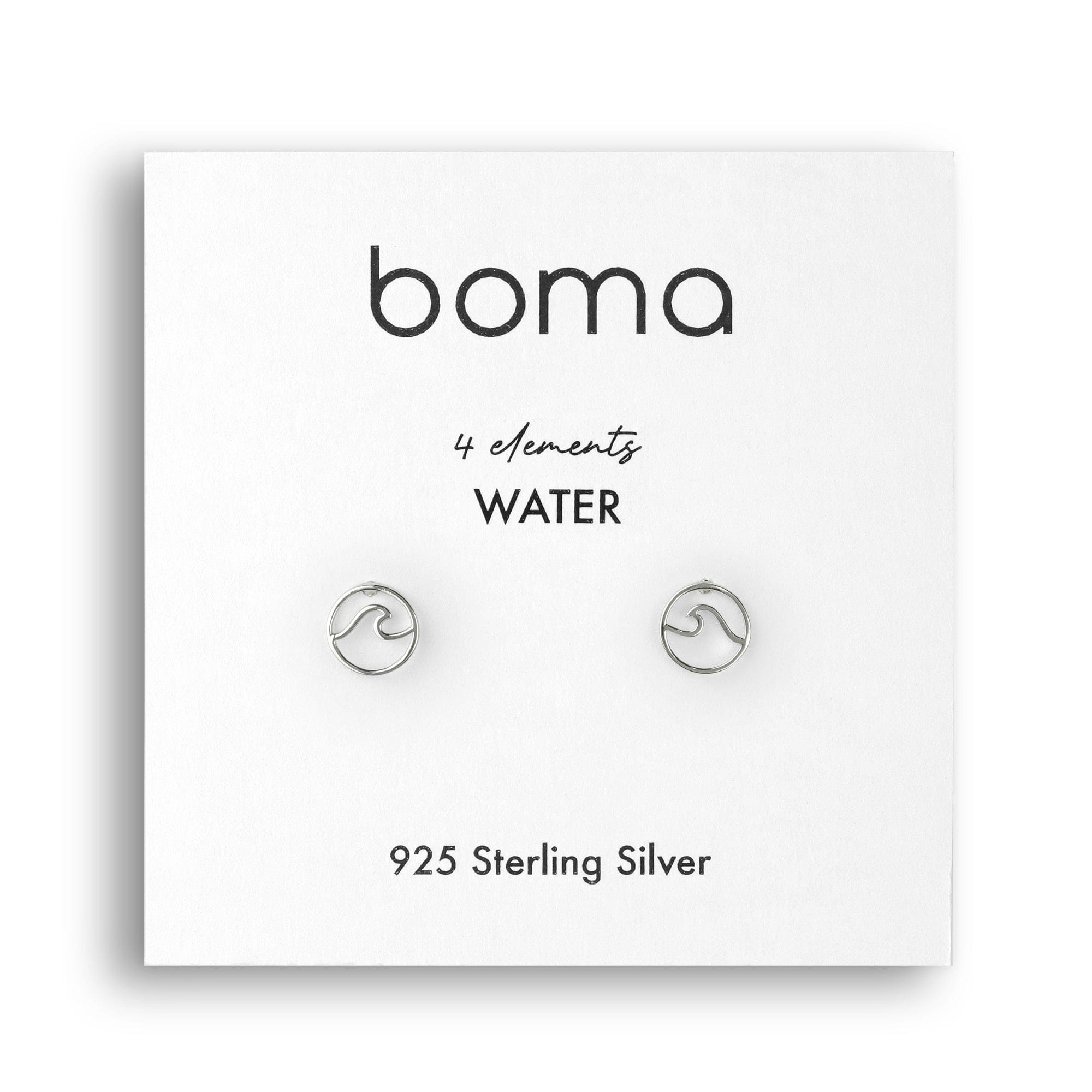 Boma Sterling Silver Post Earrings - Wave in Open Circle    