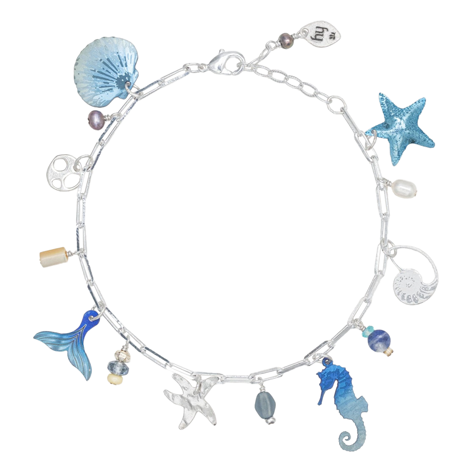 Holly Yashi Sea Treasure Charm Bracelet - Shore Blue and Silver