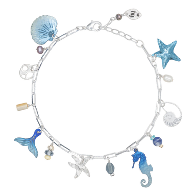 Holly Yashi Sea Treasure Charm Bracelet - Shore Blue and Silver