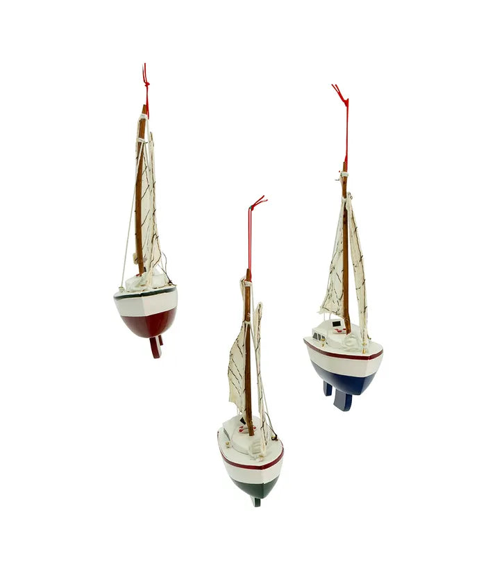 Wood Yacht With Sail Ornament (Single) - Random Color
