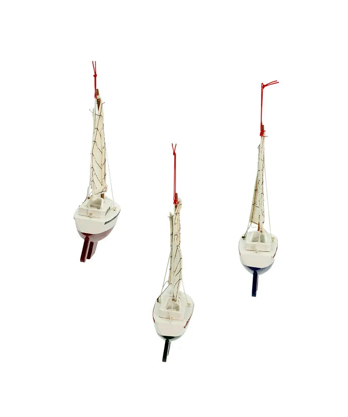 Wood Yacht With Sail Ornament (Single) - Random Color