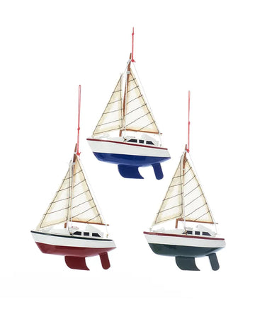 Wood Yacht With Sail Ornament (Single) - Random Color