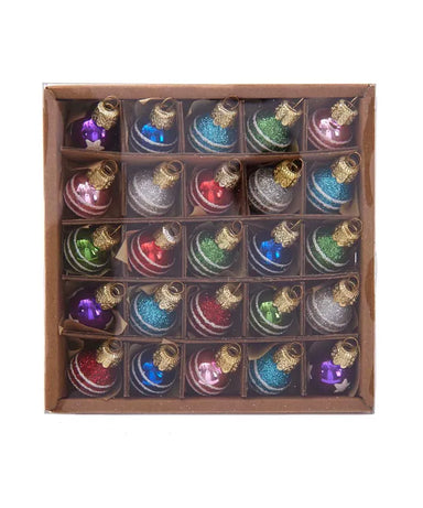 Mini Glass Ball Ornaments - Boxed Set of 25