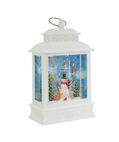 Snowman LED White Water Lantern