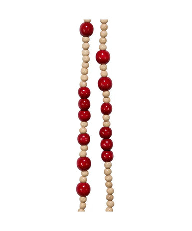 Natural Wood and Red Bead Garland