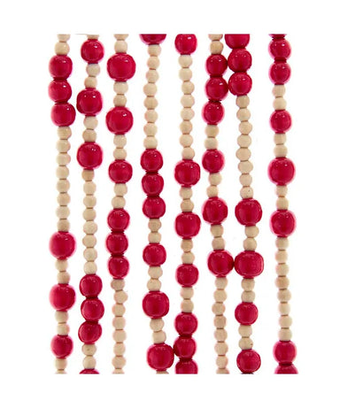 Natural Wood and Red Bead Garland