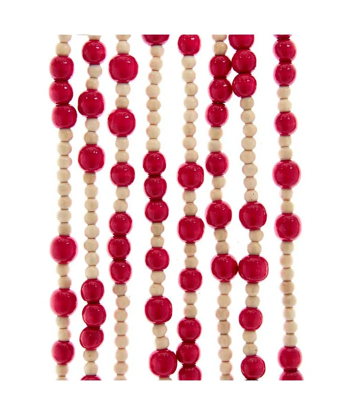Natural Wood and Red Bead Garland