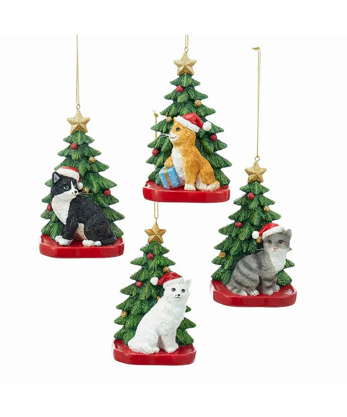 Cat with Tree Ornament (Single) - Random Color