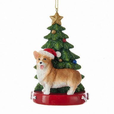 Corgi With Christmas Tree Ornament