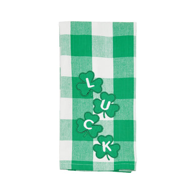 Applique Shamrock Luck Buffalo Plaid Kitchen Towel    