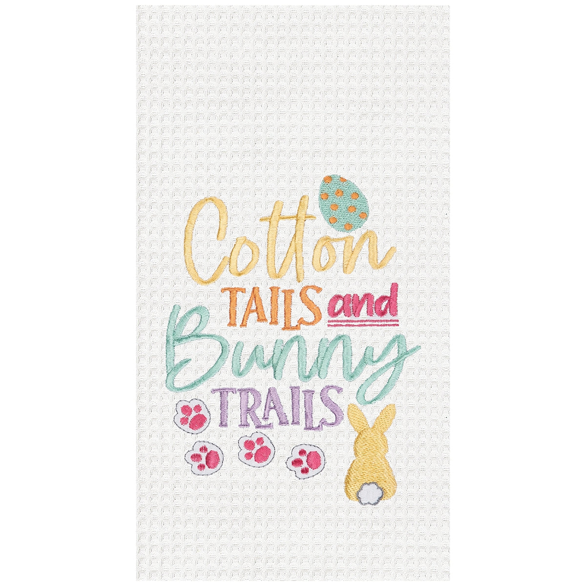 Cotton Tails and Bunny Trails Embroidered Waffle Weave Kitchen Towel    
