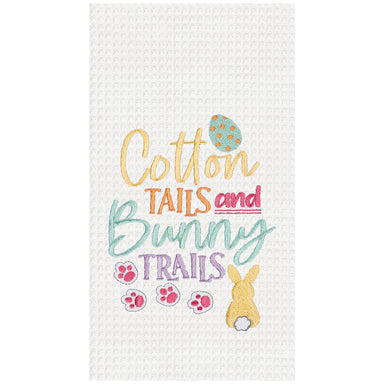 Cotton Tails and Bunny Trails Embroidered Waffle Weave Kitchen Towel    