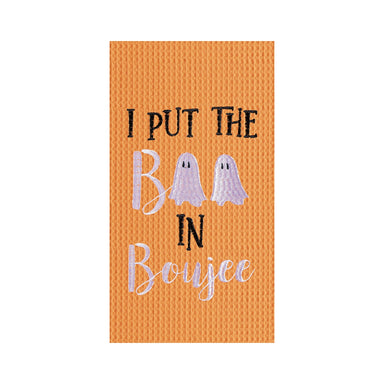 I Put The Boo In Boujee Embroidered Waffle Weave Kitchen Towel    