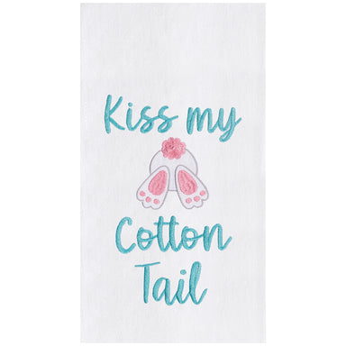 Kiss My Cotton Tail Embroidered Flour Sack Kitchen Towel    