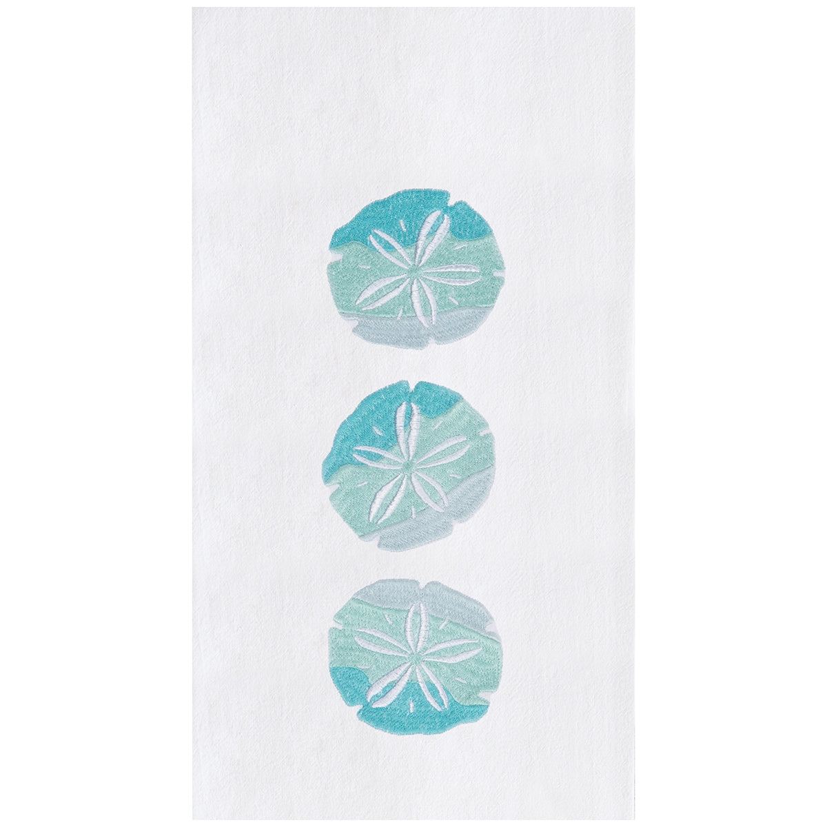 Sand Dollar Stack Embroidered Flour Sack Kitchen Towel    