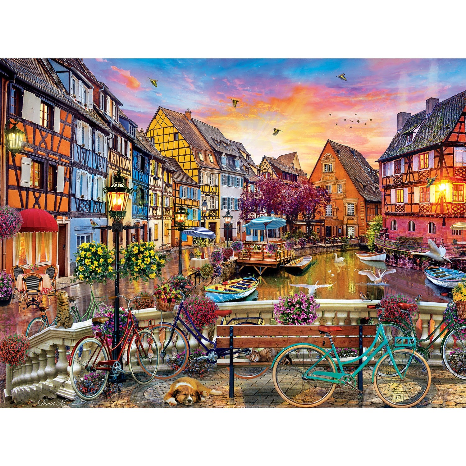 Cycling at Colmar, France 550 Piece Travel Diary Puzzle    