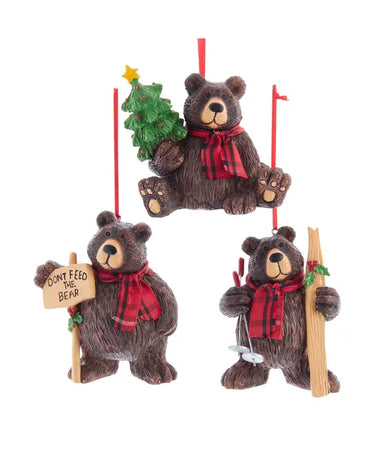 Lodge Brown Bear Ornament (Single) - Random Style